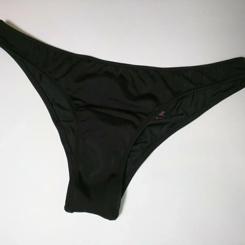 Victoria Secret Large L Itsy Bikini Bottom Cheeky Ruched Back Black Sexy VS
